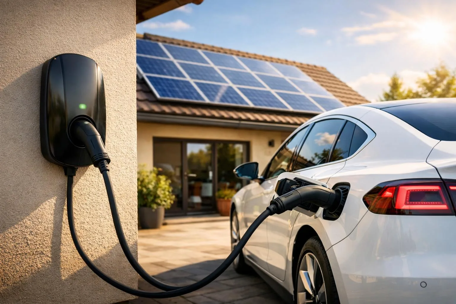Cargador de coche eléctrico y placas solares: cómo combinarlos