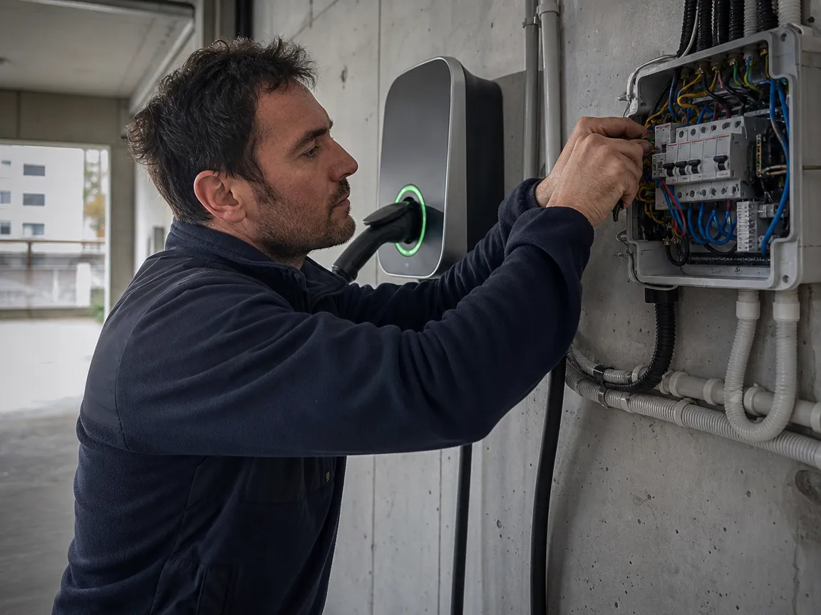 Instalación cargador coche eléctrico: cableado y montaje en un garaje