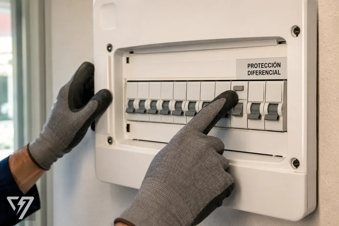 Protección del cargador en el cuadro eléctrico: electricista señala el diferencial | Cargadores Vitoria